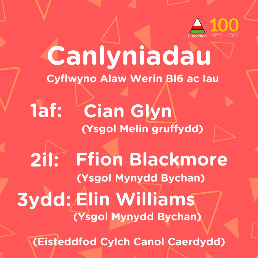 💥EISTEDDFOD CYLCH CANOL CAERDYDD💥
   
CANLYNIADAU! (Unawdau lleisiol)

Llongyfarchiadau enfawr i bawb! Diwrnod gwych o gystadlu a phob un ohonoch wedi bod yn arbenig⭐️Diolch o galon i chi gyd!

Congratulations to you all, a wonderful day of competing!
