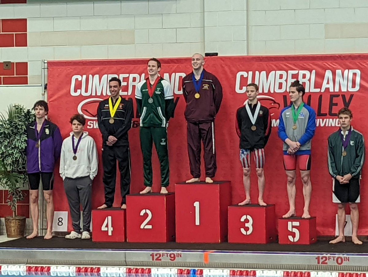 Congratulations to Matthew Raudabaugh who not only repeated today as the District III Breaststroke Champion but also broke the District III Breaststroke record!