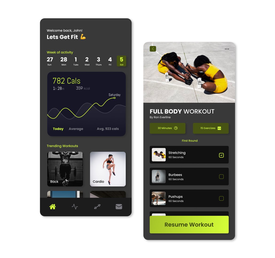 Fitness App 💪🏾 Any feedback?! #uidesign #fitnessapp #productdesigner #uxui