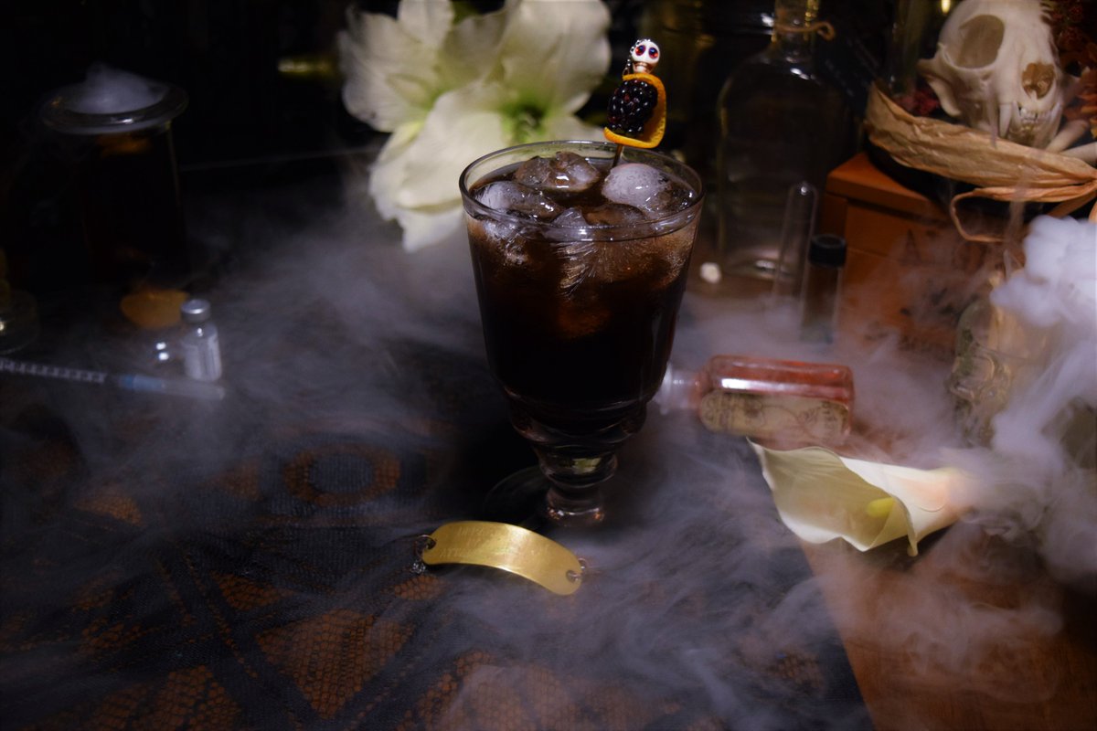 GravewriterN's tweet photo. It's always a Sweet and Somber experience visiting the #Arbogasts funeral home. However it's likely this drink isn't the only spirit there. #lackadaisy #lackadaisyfilm #lackadaisycats #lackadrinks #speakeasy #boozecats #spirits https://t.co/vDxrtcDh9J