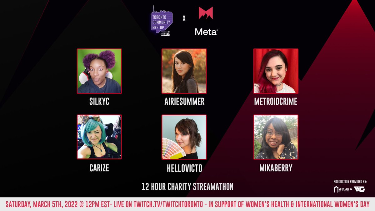 LIVE NOW!! JOIN US Saturday March 5! For a Epic 12 Hour Charity Streamathon in support of Women's Health! Donate: bit.ly/3IJe6zU Link: twitch.tv/TwitchToronto @metahealthgg @amukaesports @wavesgaming_