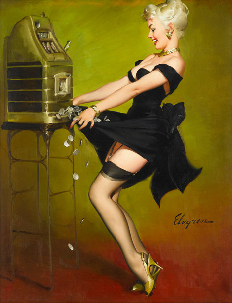 sydurbanek's tweet photo. I love this subset of pin-up art by Gil Elvgren that's just Woman So Bad at Task That She’s Flashing Us https://t.co/YKQhLVS55z