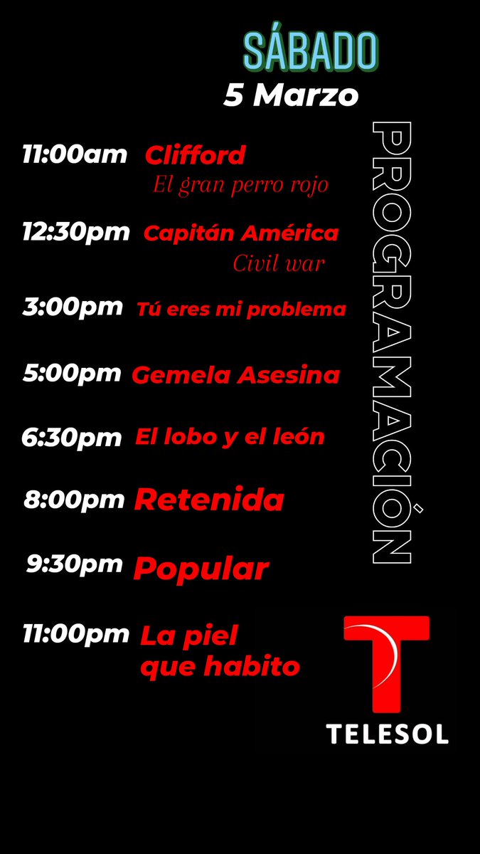 telesoltv's tweet photo. Un #Sabado sin #Telesol no es Sábado... aquí nuestra programación para que disfrutes de las mejores películas... #Cumana https://t.co/CNAqSkuBYS