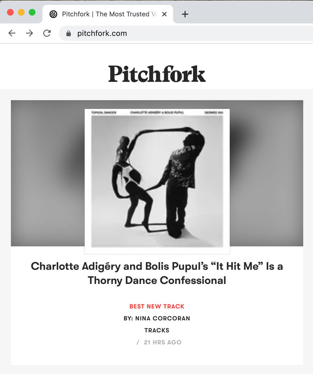 deeweestudio's tweet photo. The homepage of @pitchfork dot com today.
@charlottebolis #ItHitMe #BestNewTrack https://t.co/eWEp4mLYcq