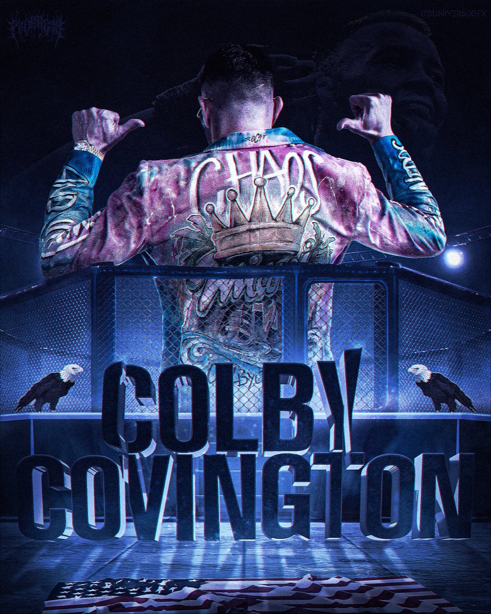 Graphicdann's tweet photo. "Chaos Covington" - @ColbyCovMMA 🇺🇸

Collab with the one and only @ReaINathanDrake, Hope you all like it! 🎨

Me and @ReaINathanDrake decided to collab on something for this evenings main event between @ColbyCovMMA Vs @GamebredFighter. 

#UFC #MMA #UFC272 https://t.co/ZWELSa9Dvv