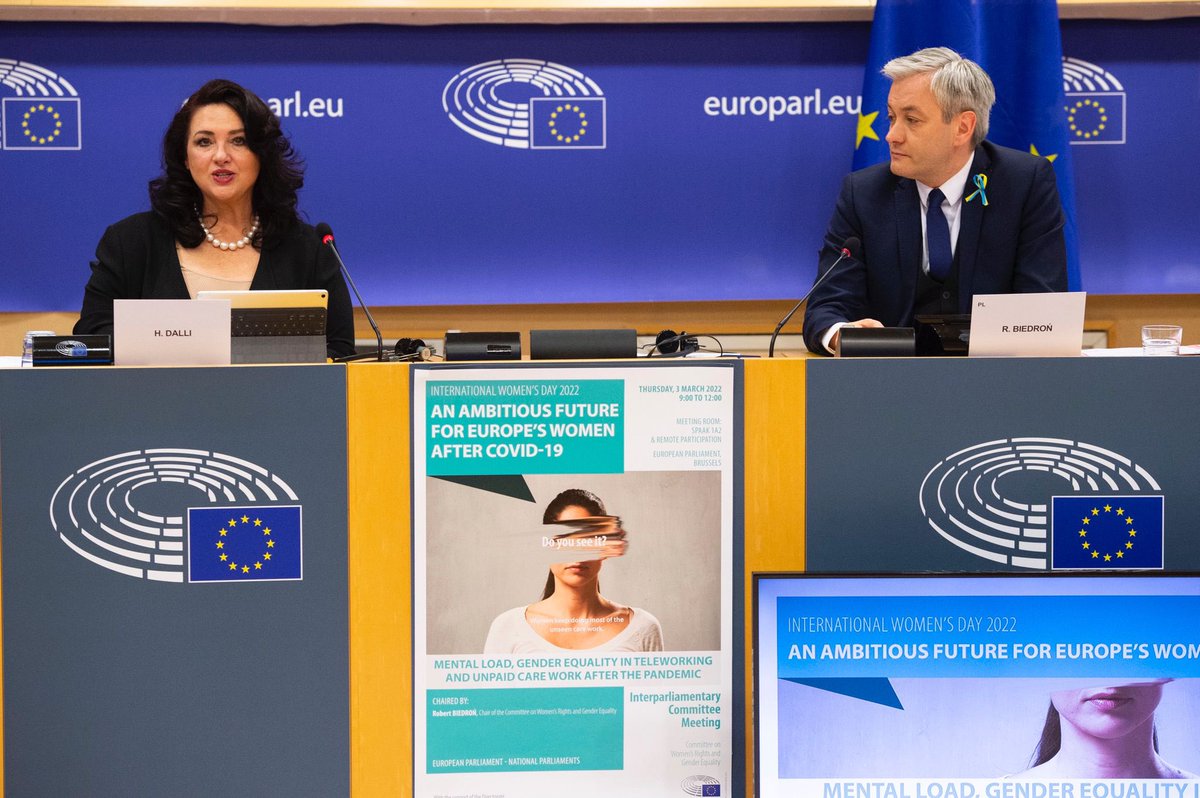 Helena Dalli (@helenadalli) on Twitter photo At the <a href="/Europarl_EN/">European Parliament</a> Inter-Parl Com Meeting on #IWD2022 , I outlined our vision for gender equality and the sharing of telework & unpaid care work after Covid-19:
- pay transparency
- #EndVAW
- gender balance on company boards
- revision of the Barcelona targets
#UnionOfEquality At the <a href="/Europarl_EN/">European Parliament</a> Inter-Parl Com Meeting on #IWD2022 , I outlined our vision for gender equality and the sharing of telework & unpaid care work after Covid-19:
- pay transparency
- #EndVAW
- gender balance on company boards
- revision of the Barcelona targets
#UnionOfEquality