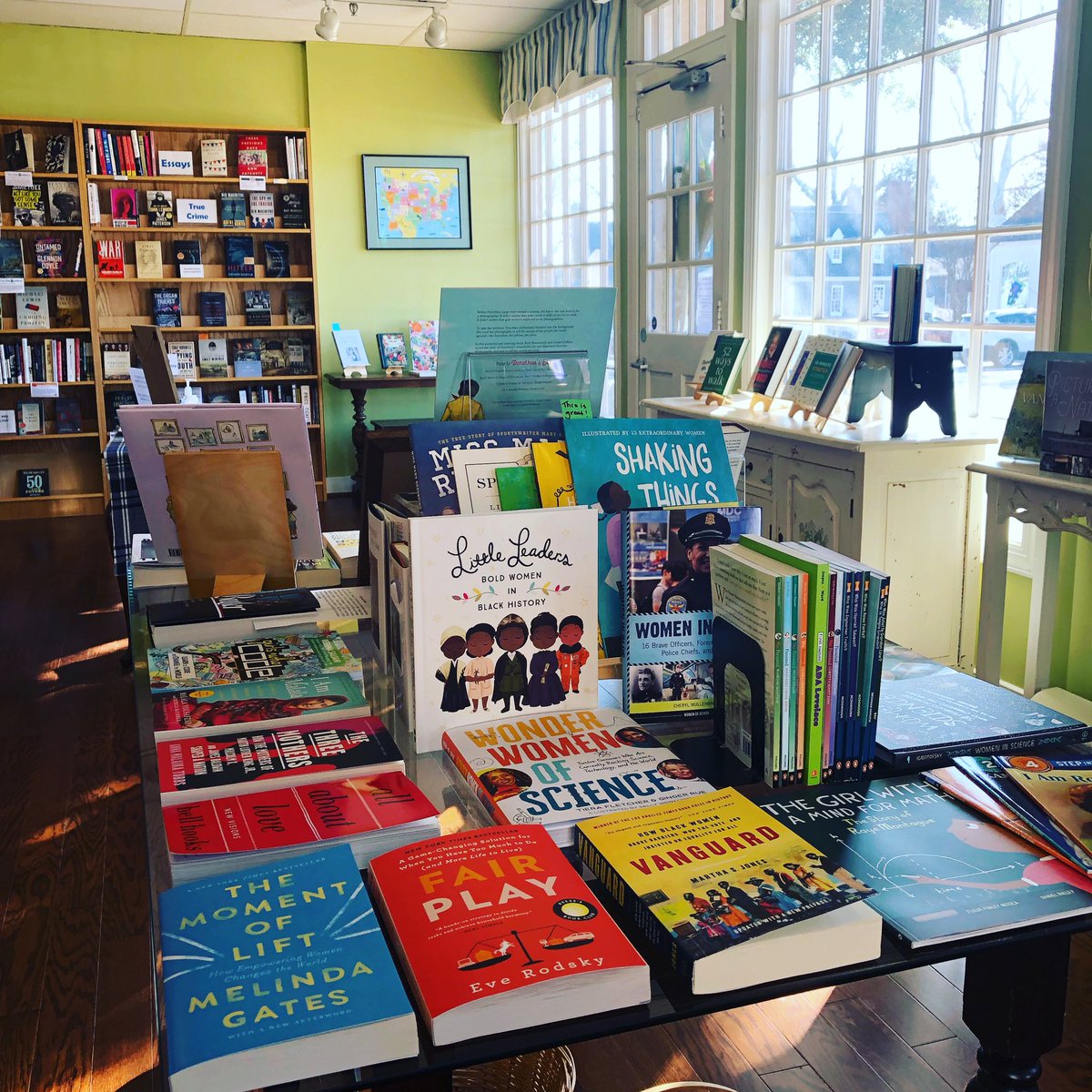 POV: Sitting here looking at all the great books on our Women’s History Month table…come shop with us!! 📚📚📚📚 #tlbookshopva #indiebookstore #midlothianva #shopsmall #shoplocal