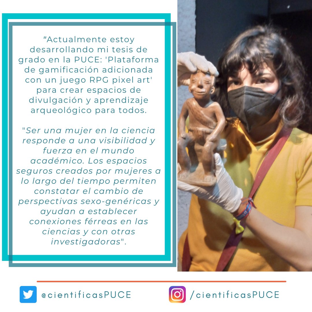 CientificasPUCE's tweet photo. #Hoy: Viviana Venegas, futura científica de Antropología (mención en Arqueología) centra sus estudios en arqueología pública, geo arqueología, arqueología contemporánea y la difusión de las ciencias sociales en mundos virtuales. #11f2022ec  #QuieroSerCientífica 👩🏻‍💻🏛️🏺👩🏻‍🎓🌎✍🏼 https://t.co/WiLmAOBnlu