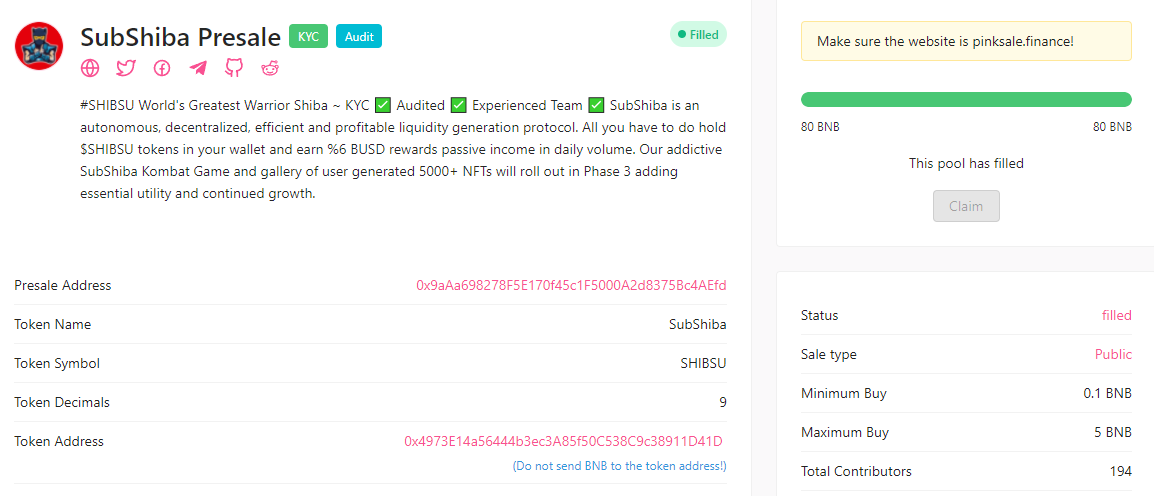 subshibainu's tweet photo. Dear #ShibsuArmy 🥷 
Our presale is complete. Thank you for your interest. The PancakeSwap listing time is 24:00 UTC.
All investors will be able to claim their #SHIBSU tokens 2 hours in advance. 

#pinksale #launchpad #pancakeswap #bsc #shiba https://t.co/9mFAfPOxbF