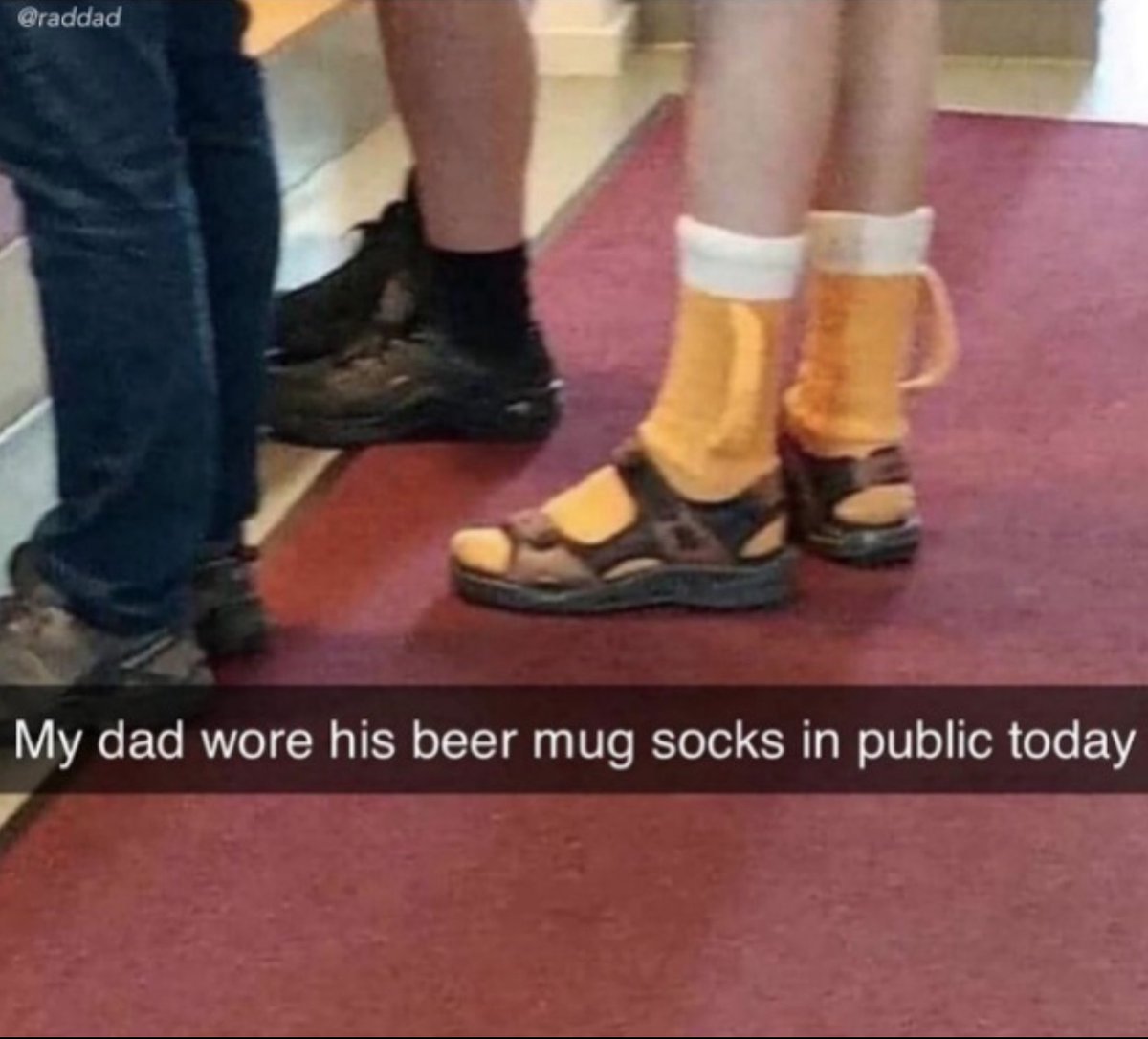 "Dad" has some awfully skinny, well shaved legs....