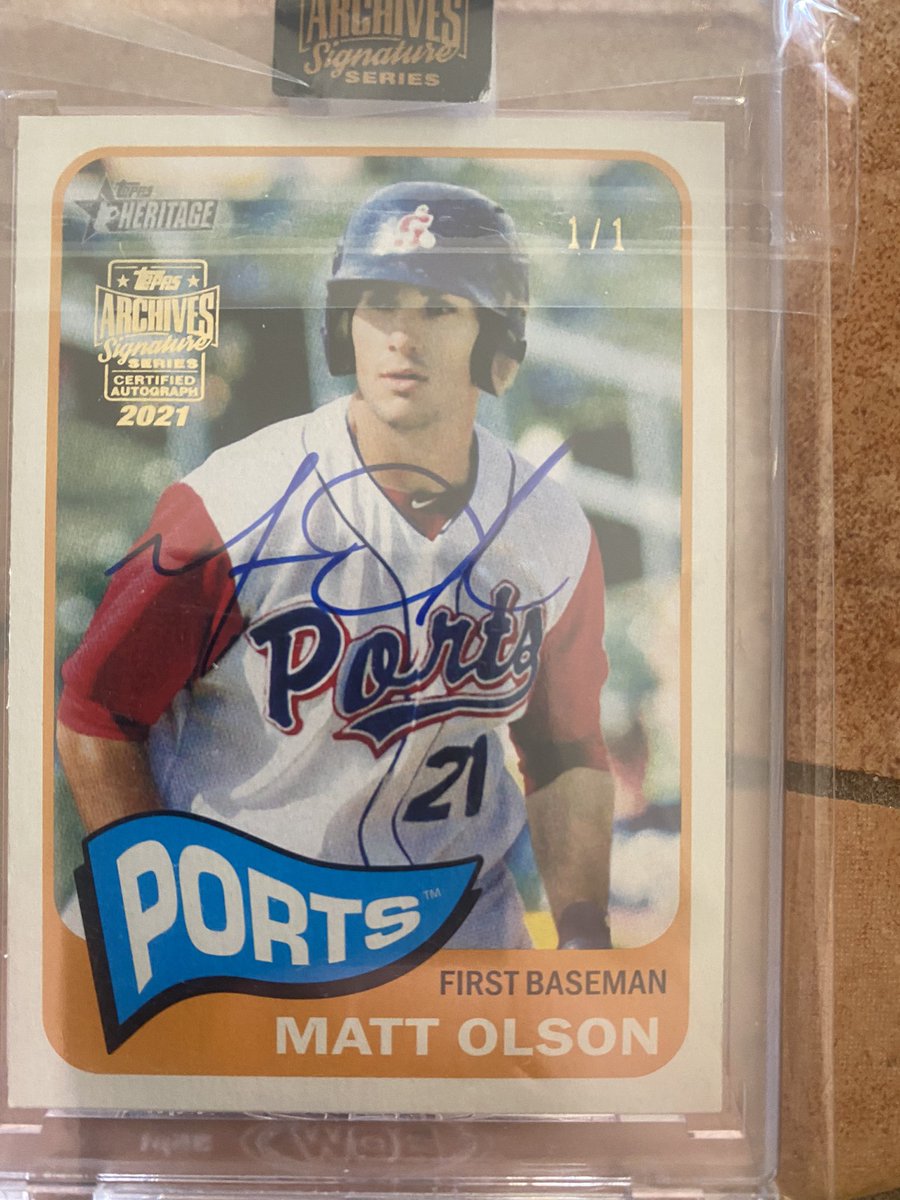 CardsandJ's tweet image. I don’t always buy 1/1s but when I do you can bet your ass it’s probably a @mattolson21 I set him right next to his 1/1 RC friend. #miniflex #hobby #wanderwho