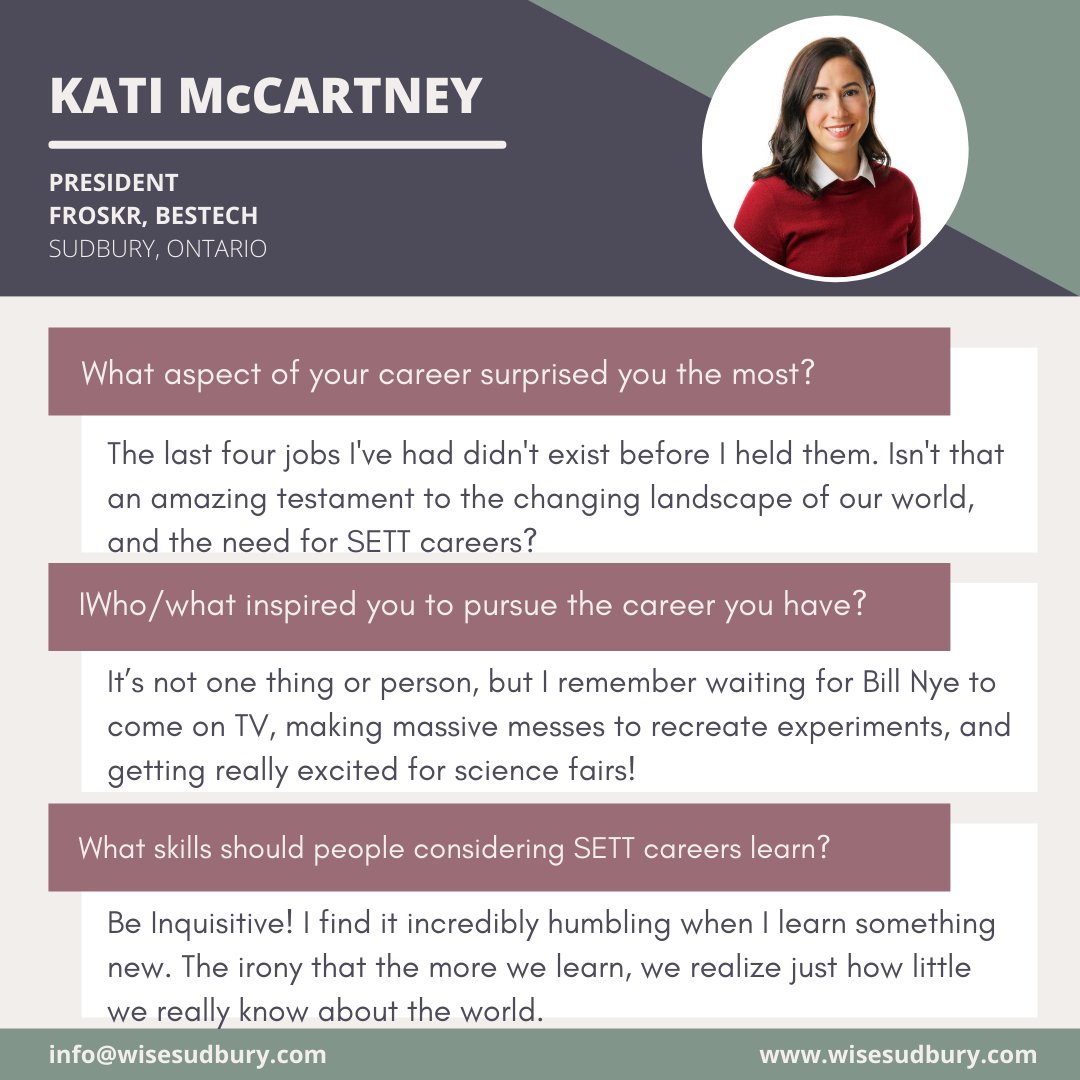 WISESudbury's tweet photo. #31Women Meet Kati McCartney!

#wisesudbury #wise #sudbury #sett #stem #internationalwomensday #sudburyontario https://t.co/RYUqAML1tk