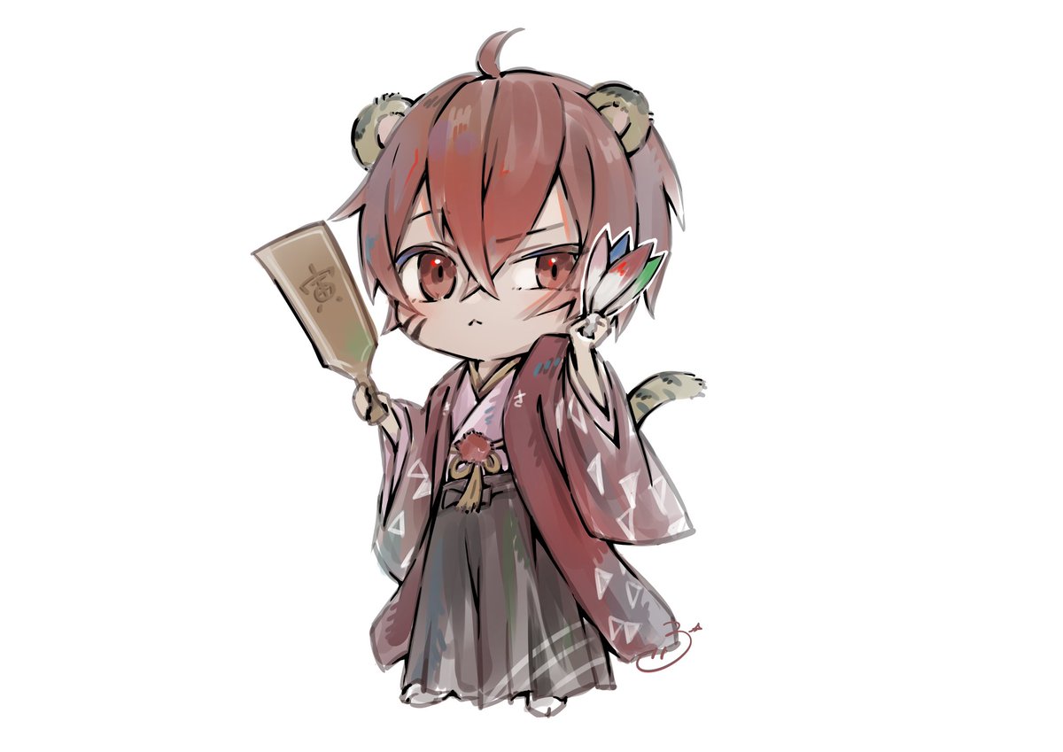 1boy male focus animal ears japanese clothes tail chibi solo  illustration images