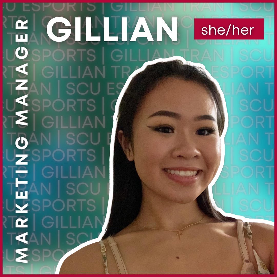 SCUEsports's tweet photo. Meet the government members of SCU Esports! Introducing Gillian Tran as Marketing Manager. Swipe to learn more about Gillian!
#SCUEsports #SantaClaraUniversity #LifeAtSCU https://t.co/D8h0BFVuCG