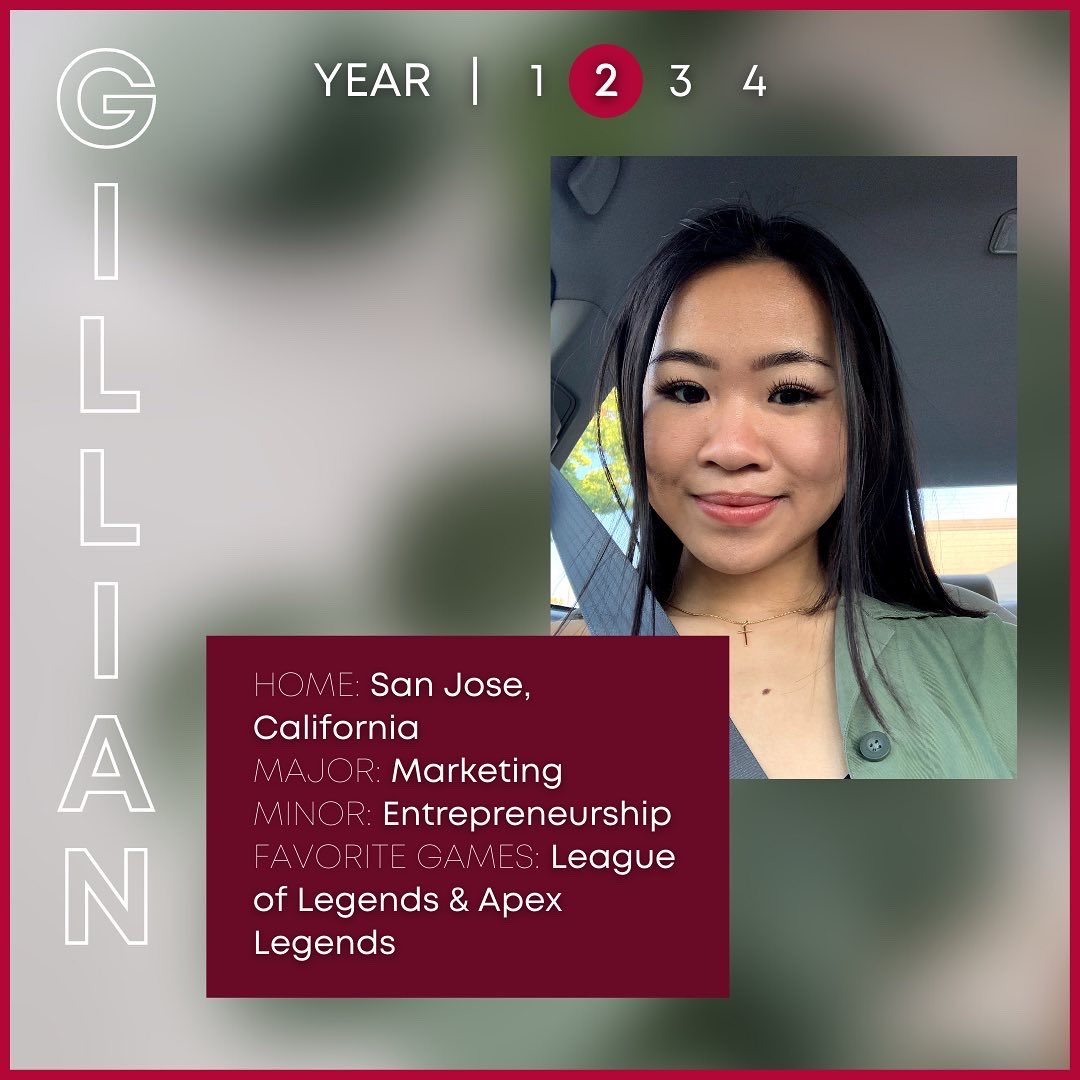 SCUEsports's tweet photo. Meet the government members of SCU Esports! Introducing Gillian Tran as Marketing Manager. Swipe to learn more about Gillian!
#SCUEsports #SantaClaraUniversity #LifeAtSCU https://t.co/D8h0BFVuCG