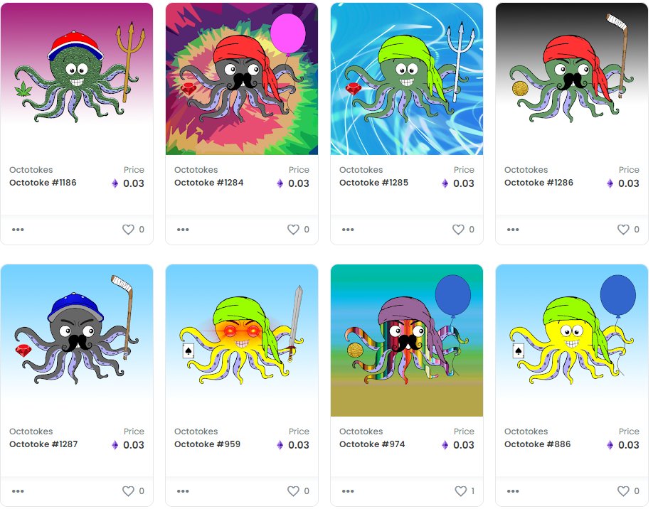octotokes's tweet photo. Looking for 8 lucky winners to take home these 8 OG Octotokes. Winners picked @ 100 RTs (8% chance)
✅Follow @nftskipper and @txdevildog 
✅RT and tag 4 friends
#NFTGiveaways #teamseas #NFTCommumity https://t.co/XDTUB5VJUU