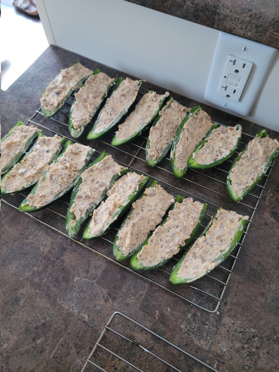Getting excited for the first cook on my <a href="/LouisianaGrills/">Louisiana Grills</a>. Some Canning Village Meat Market - Maple Blueberry sausage stuffed bacon wrapped Jalepeno Poppers. Getting topped with <a href="/MeatChurch/">Meat Church ™</a> Honey Hog BBQ spice