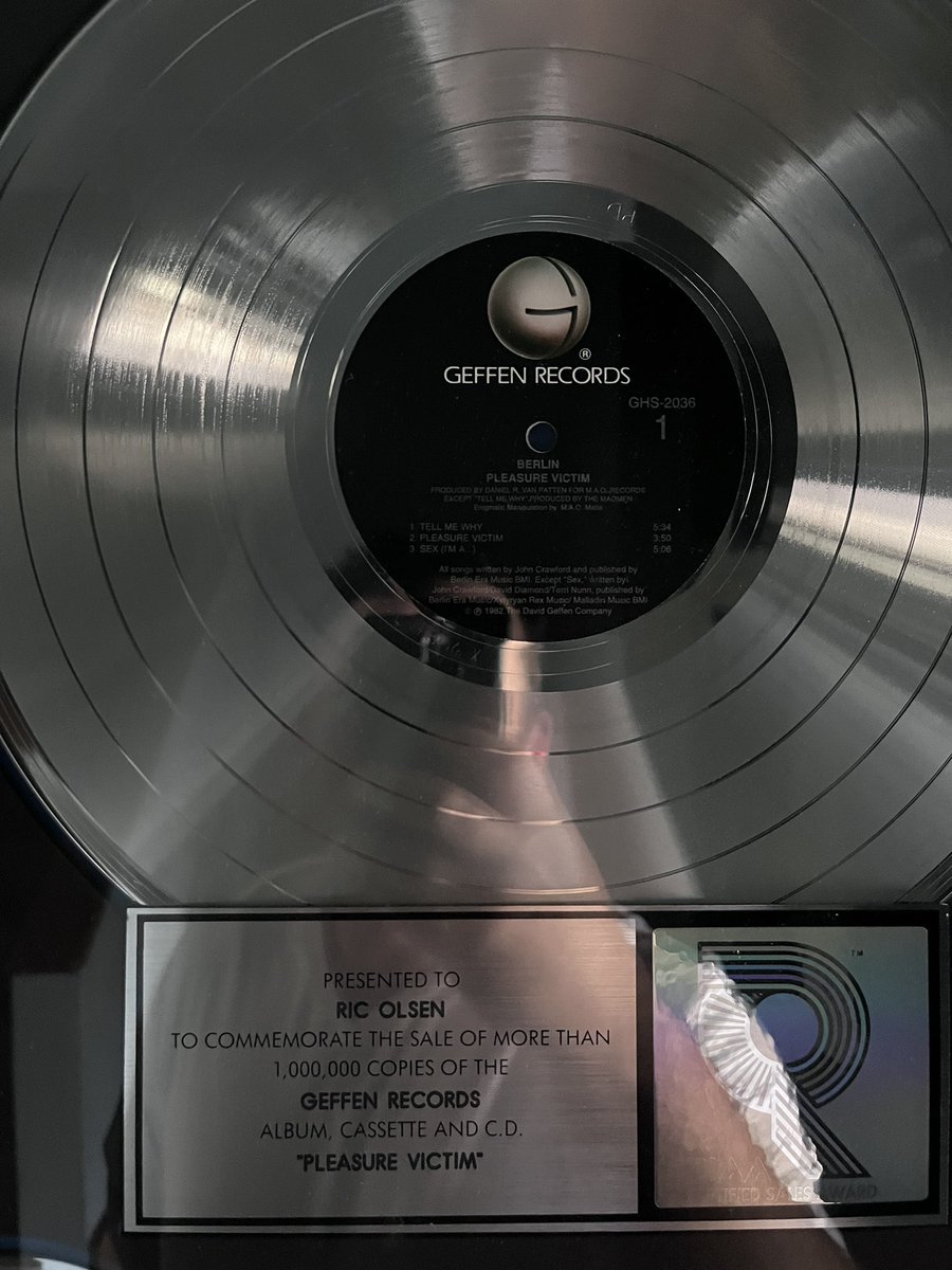 Cool think about living in Nashville is I get to meet people like this all the time. Stayed at the guitarist from the Berlin band last night. Here’s a pic of one of his platinum records pretty cool.