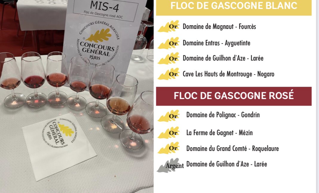 Coup de chapeau aux producteurs de <a href="/FlocdeGascogne/">Floc de Gascogne</a> (1/3 #armagnac, 2/3 #jusderaisin) pour leurs succès au #concoursgeneralagricole de #paris. #eaudevie #spirit #gascogne @cotedegascogne #gers #landes #lotetgaronne #occitanie #nouvelleaquitaine #cocktail #mixology #bar #restaurant