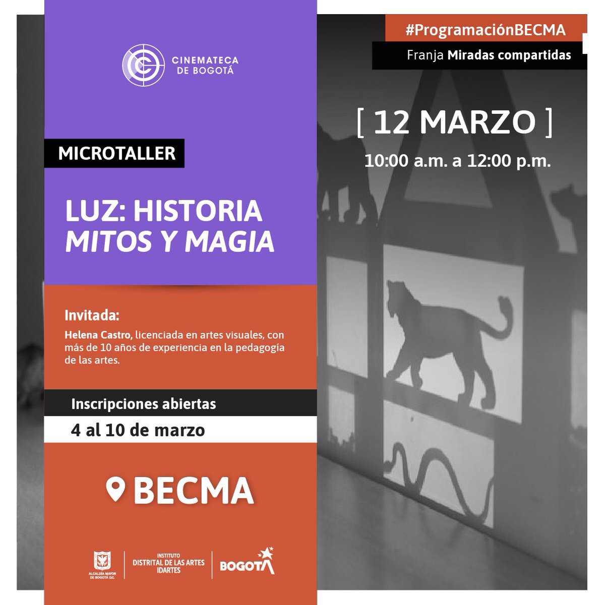 CinematecaBta's tweet photo. #MiradasCompartidas 👀 | Quedan pocos cupos para inscribirte al microtaller Luz: Historia, mitos y magia.
Diligencia el siguiente formato: https://t.co/pqvzIcTP02 y se parte de este emocionante recorrido por la historia para reconocer los usos de la luz (abrí hilo 🧵 ) https://t.co/OY4uQqJ5UA