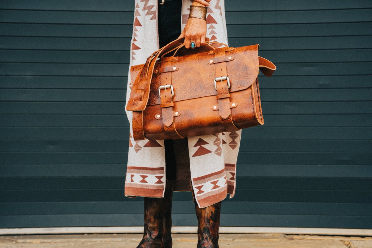 ColsenKeane's tweet photo. Each satchel takes almost an entire hide to make &amp; about eight hours of pounding, cutting and stitching.  A hand-made piece this sturdy not only requires hand-stitching but over 30 copper rivets that make this bag last. Rugged &amp; durable, from the office to your weekend away. https://t.co/bwY17ySR5d