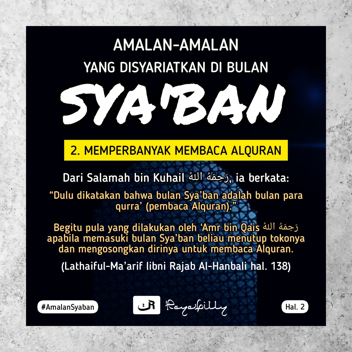 RayaBilly's tweet photo. #AmalanSyaban 2. MEMPERBANYAK MEMBACA ALQURAN. #letthesunnahgoforth https://t.co/lP8FDPpnJQ