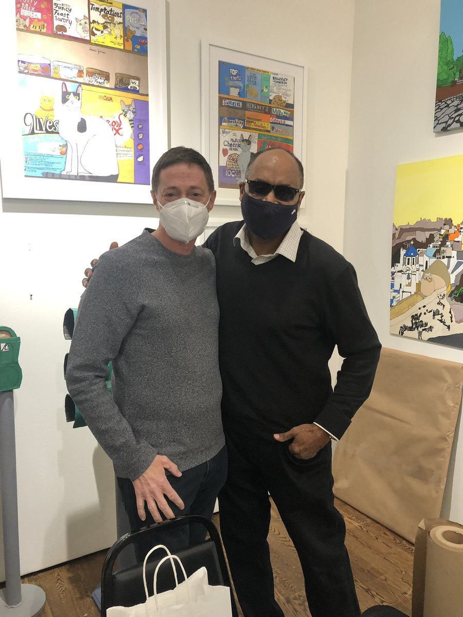ShieldInstitute's tweet photo. #armandonuñez with fans, family, and supporters at #outsiderartfair. Only Santorini and Florence unsold - so inquire at Booth D1 while there’s still opportunity https://t.co/PLKhUK3Atf