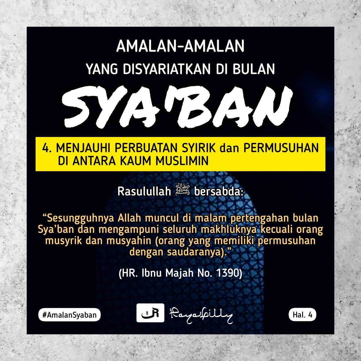 RayaBilly's tweet photo. #AmalanSyaban 4. MENJAUHI PERBUATAN SYIRIK DAN PERMUSUHAN DI ANTARA KAUM MUSLIMIN. #letthesunnahgoforth https://t.co/LkXDcKJX7y