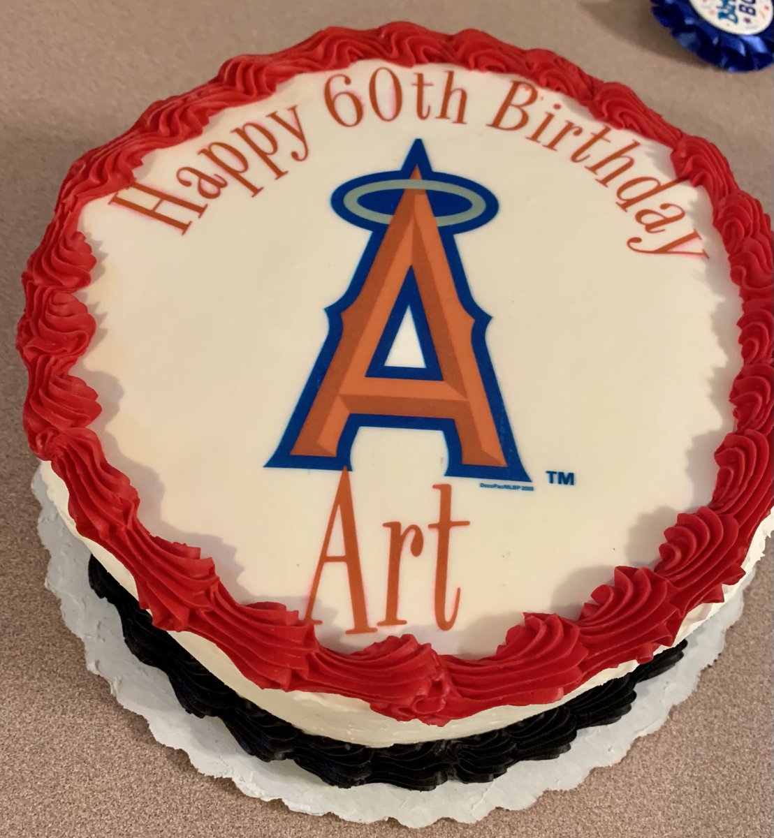 art_hinojos's tweet photo. @Angels No baseball, but here’s my 60th birthday cake. 🎉🎁🎉 #GoAngelsGo #halos #amgels https://t.co/eQA8GlKYpl