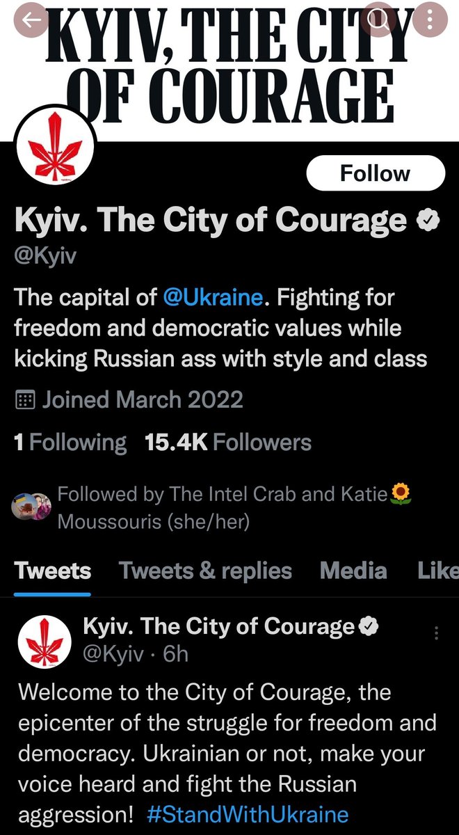 Recently created page for #Kyiv 'The city of courage' very fitting tag line. #cybersecurity #threatintel #infosec #UkraineRussiaWar