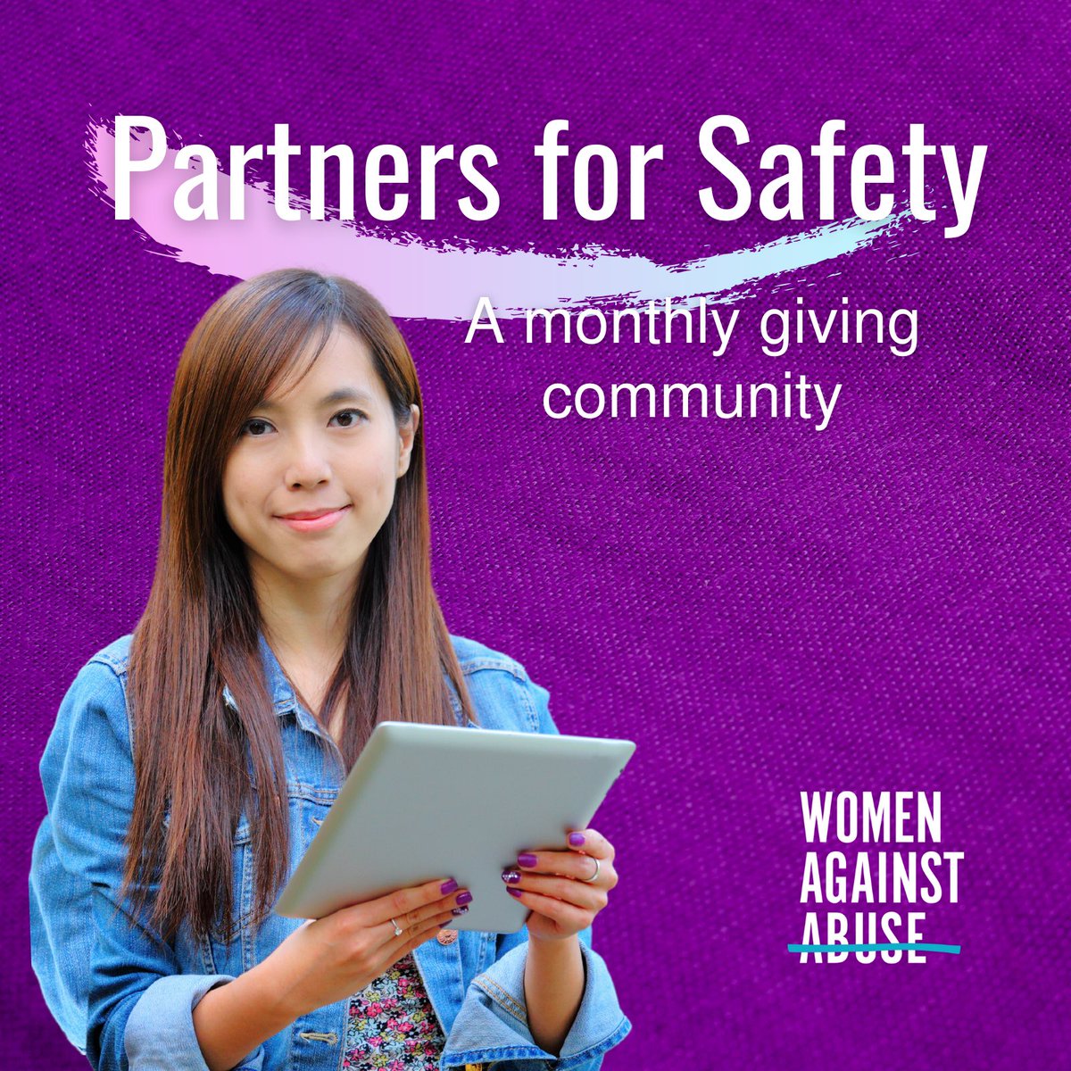 WomenAgnstAbuse's tweet photo. Support our work on a monthly basis to make a meaningful impact in the lives of those we serve...without breaking the bank! Join our #PartnersForSafety monthly giving community now to ensure stable funding for our life-saving services and advocacy: https://t.co/S89oHqHIQ6 https://t.co/x3VX8uZyp7