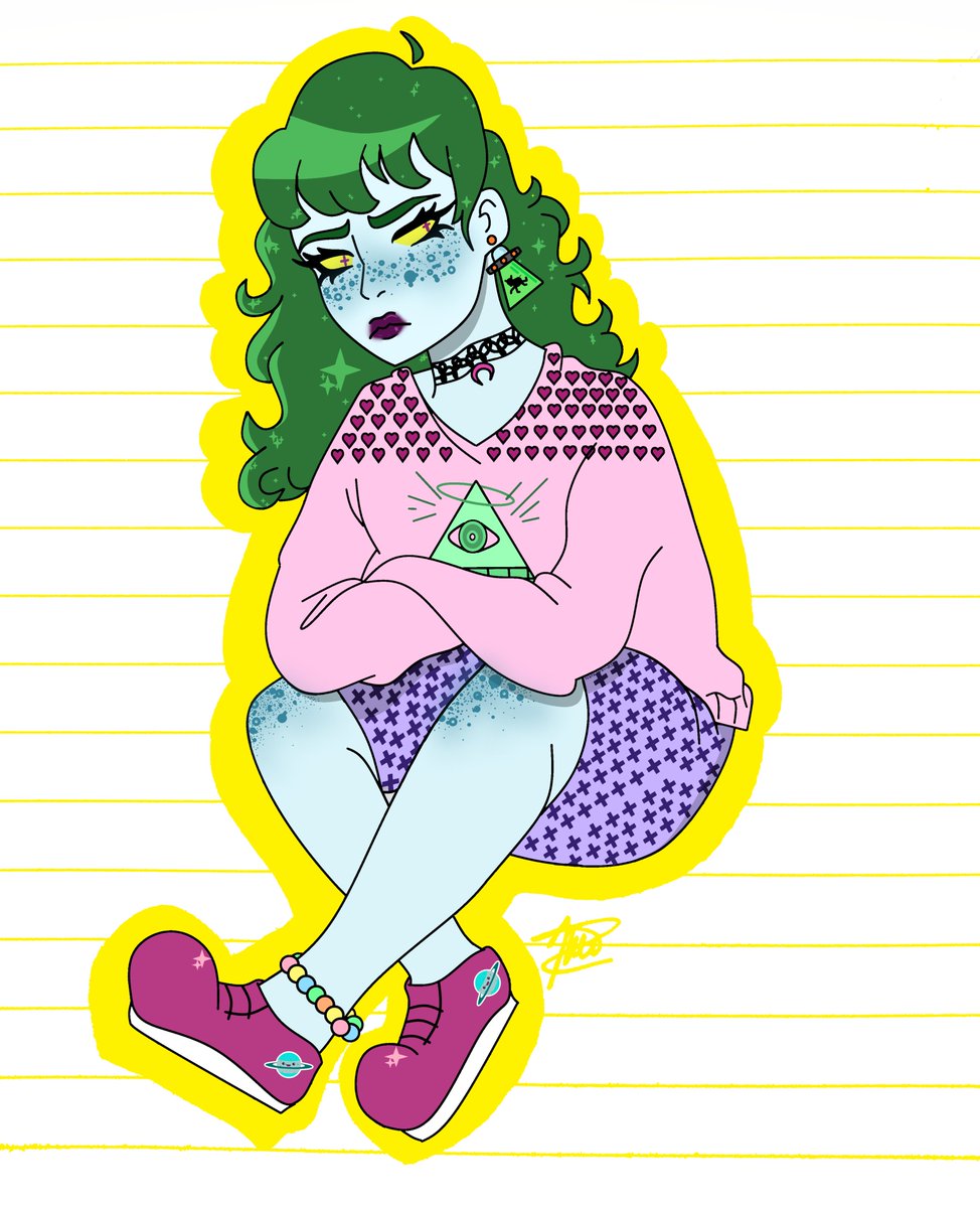 NathWFANDUB's tweet photo. Finalmente pasé mi #Dibujo hecho a mano a #DibujoDigital ¿Qué opinan de mi #ChicaAlien #AlienGirl? He tratado de ir mejorando, quizás pronto abra #Comisiones ;3 https://t.co/NiADgFCQpp