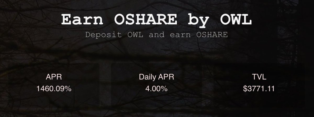 AthenaMoneyOrg's tweet photo. Owl is down but far from out 💪

Starting our ascent back up with this amazing single staking APR 🚨

#tombfork #Moonriver #yieldFarming $MOVR $OWL https://t.co/ocr3MmKo4p
