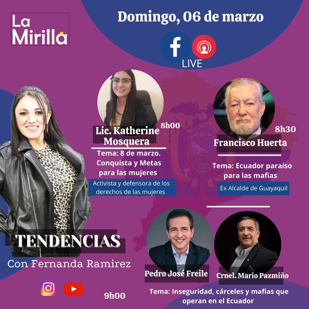 Gracias por la invitación <a href="/fersitaramirez/">Fernanda Ramírez A</a>  escuchenme mañama en <a href="/LaMirilla_Ec/">LaMirillaEc 💚💜</a> 08h00 estaré hablando sobre el #8demarzo Conquistas y Metas para las mujeres!