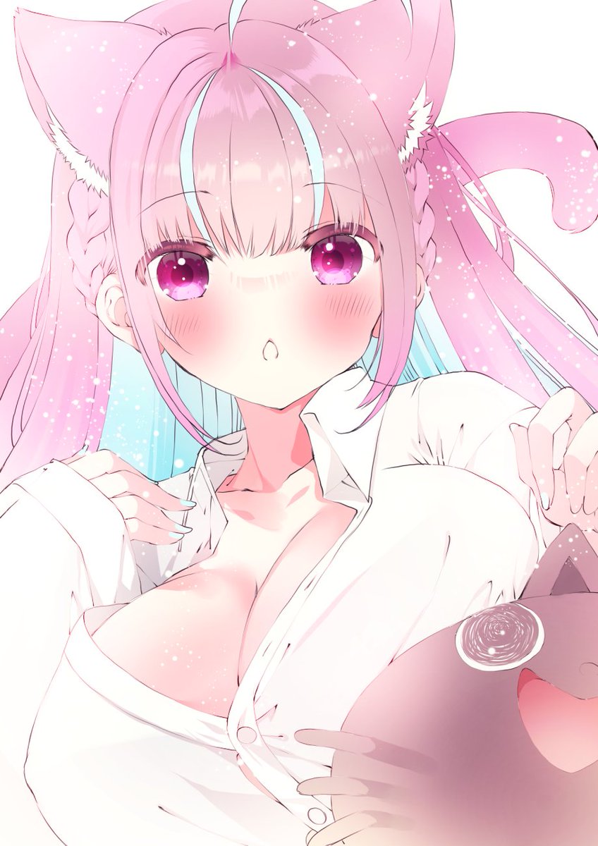 湊あくあ ,にゃくあーと 「今日も楽しい一日の始まり(*˘︶˘*).。.:*♡ #あくあーと 」|むーのイラスト