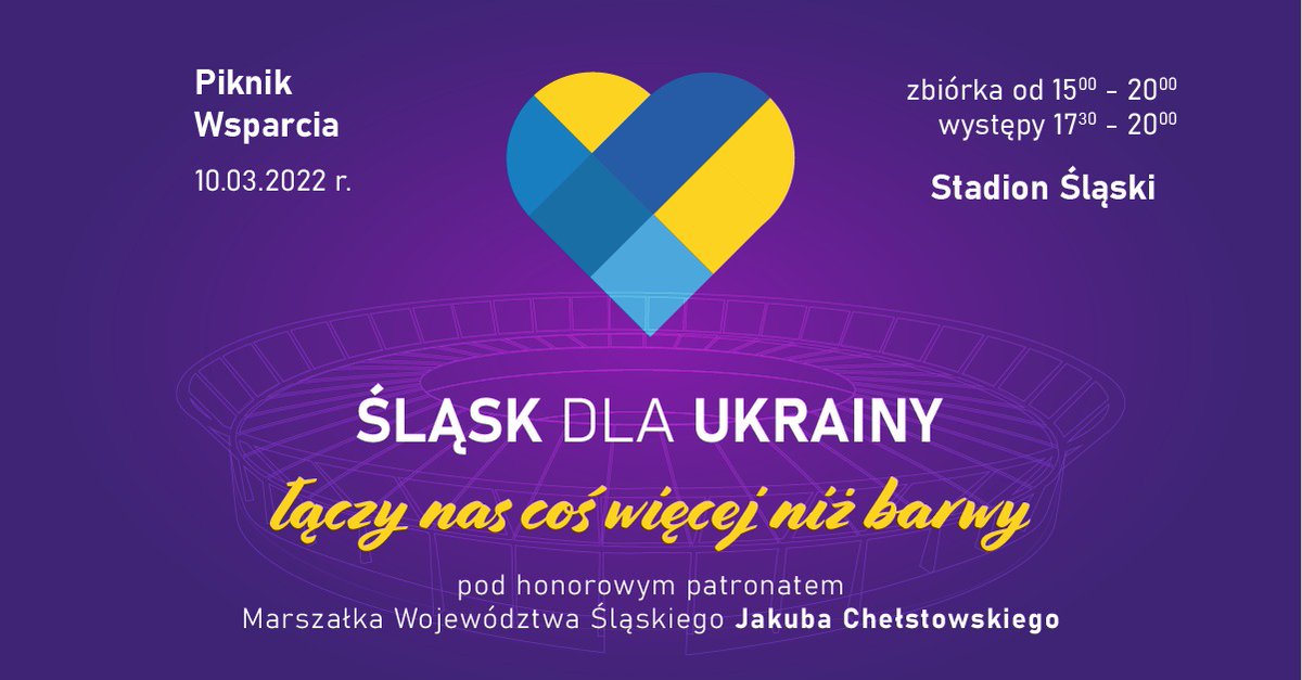 Z inicjatywy Pana Marszałka <a href="/JakubChe/">Silesia</a> w najbliższy czwartek na terenie <a href="/StadionSlaski/">Superauto.pl Stadion Śląski</a> odbędzie się wyjątkowy koncert na rzecz 🇺🇦 m. in.z udziałem <a href="/Zespol_Dzem/">Zespół Dżem</a> ✌️