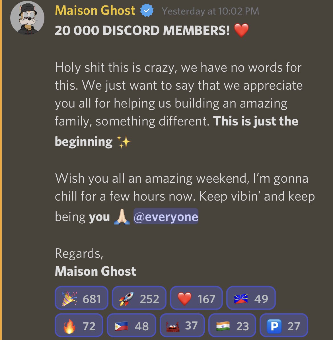 in less then 2 months and we have reached 20 000 members in our discord 🥳 big WL giveaway tomorrow, retweet + like this post 👀