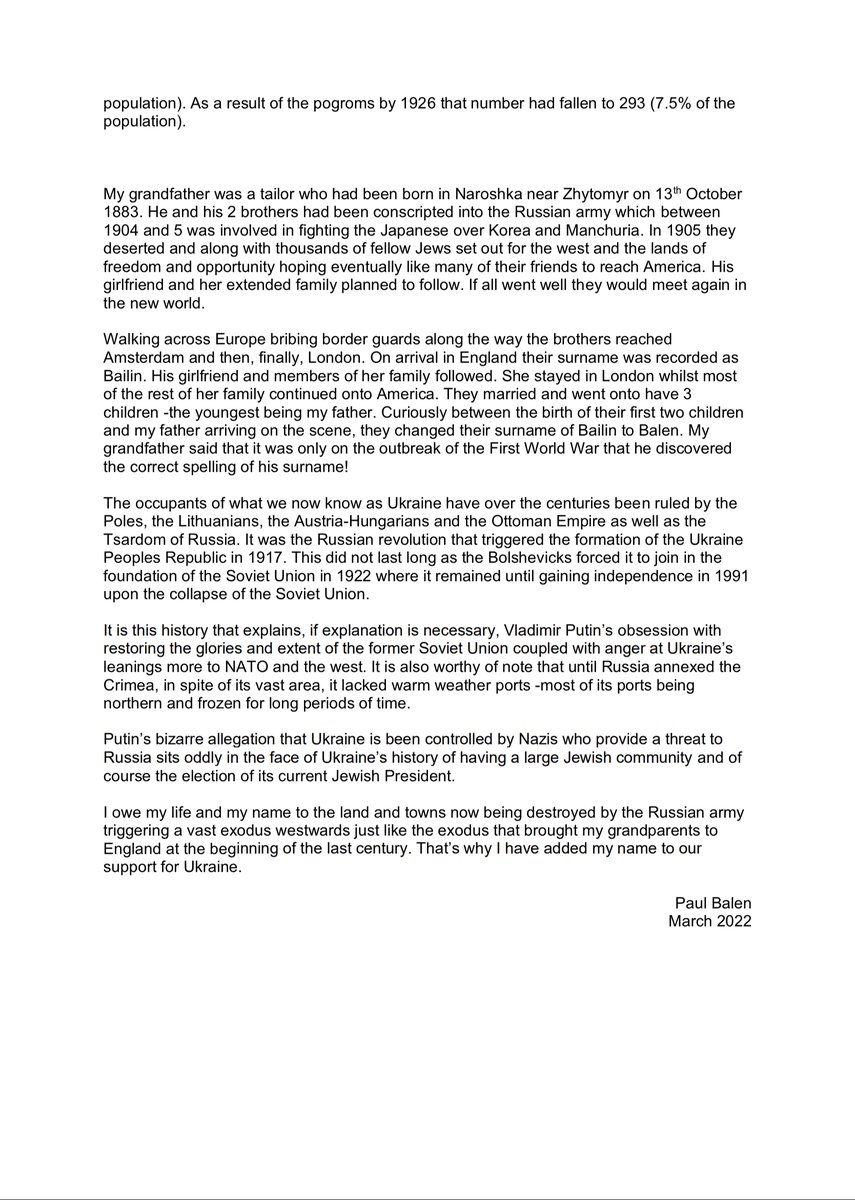 Fascinating letter about my great grandparents, who fled Ukraine in 1905. 

Please donate to the Freeth’s fundraiser for the Red Cross appeal if you can: lnkd.in/etwBC4n9