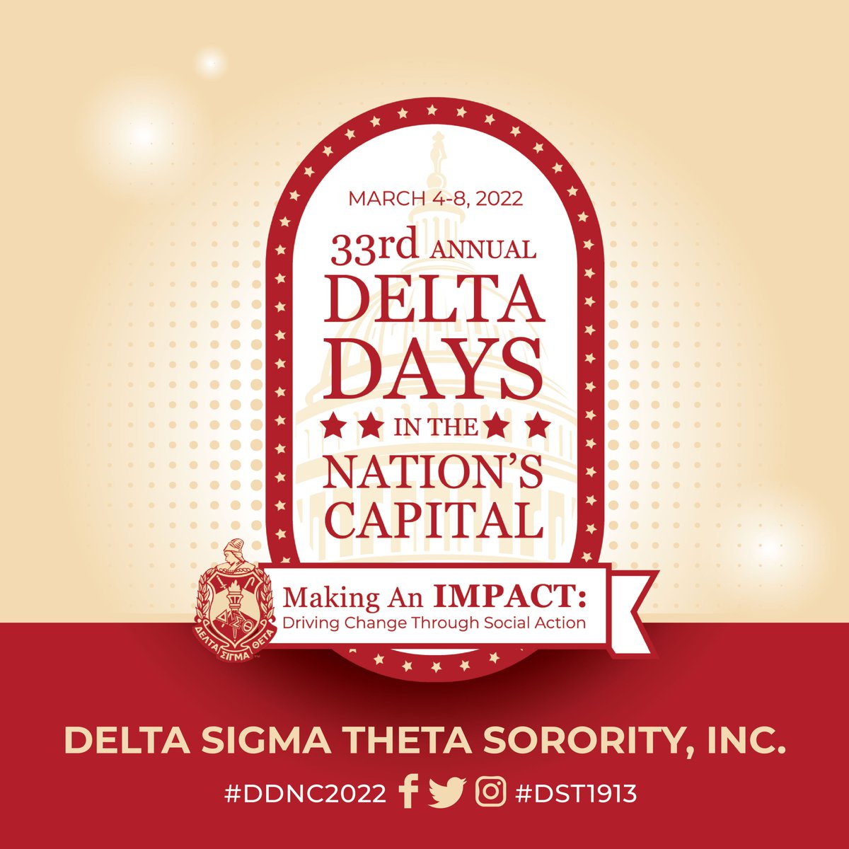 The 33rd Annual Delta Days in the Nation's Capital is well underway! For the first time in Sorority history over 4,900 members have gathered virtually to drive change through social action. #DDNC2022 #DST1913