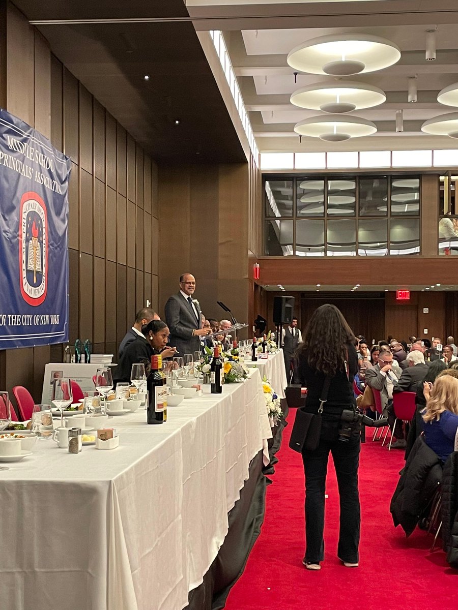 DOEChancellor's tweet photo. Honored to join NYC Middle Schools Principals’ Association  to express my thanks in person for all our principals do to support @NYCSchools and NYC students. We honor &amp; appreciate your dedication and leadership in service of our city, our communities, &amp; our children. https://t.co/eD5VPHsOBc