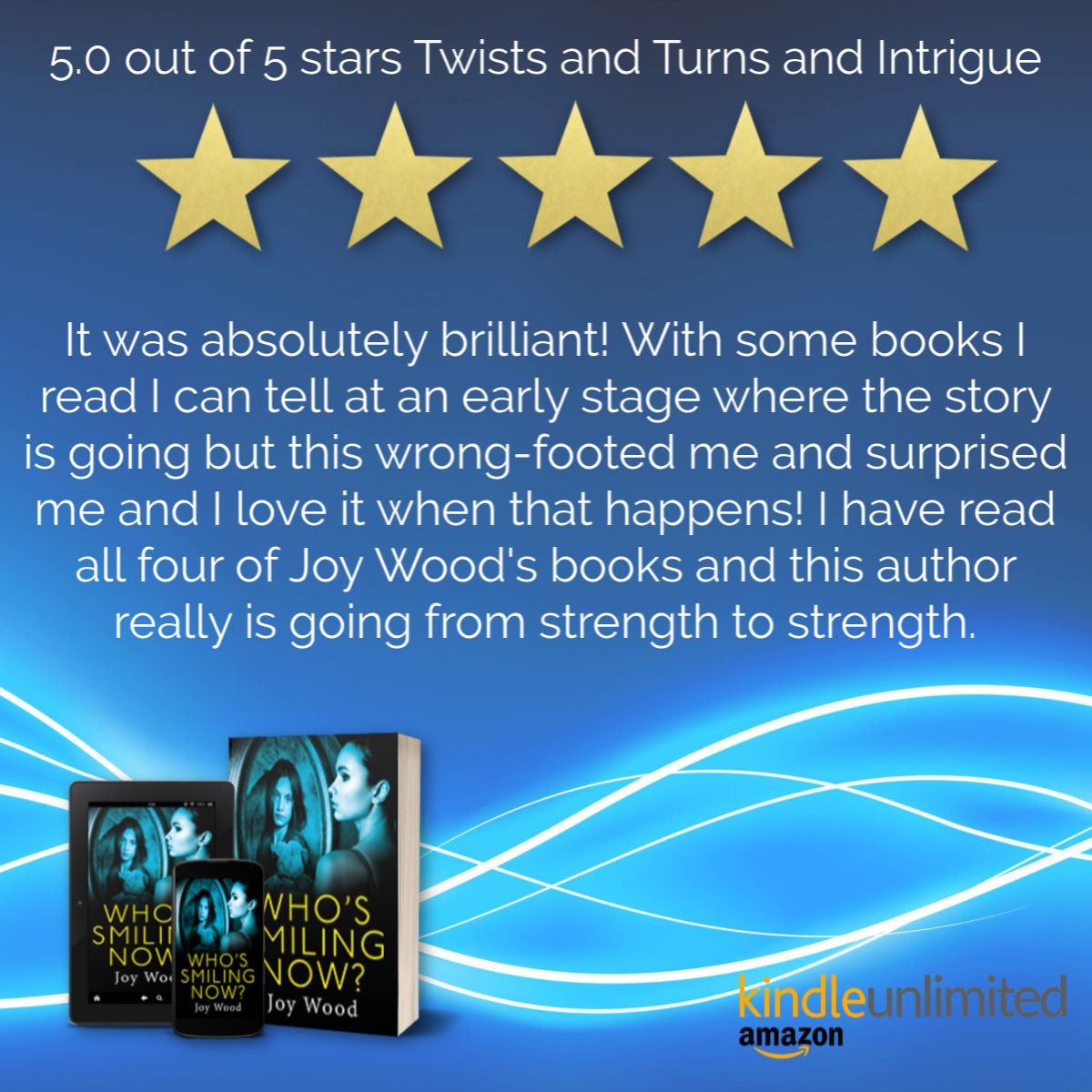 Joywoodauthor's tweet photo. She is forced to take the law into her own hands to rid herself of him. The question is - can she get away with it? 
'Who's Smiling Now?' is #FREE to read on #KindleUnlimited  #psychologicalthriller 
https://t.co/AdxzZ4gv5t https://t.co/9uij0dBNEq