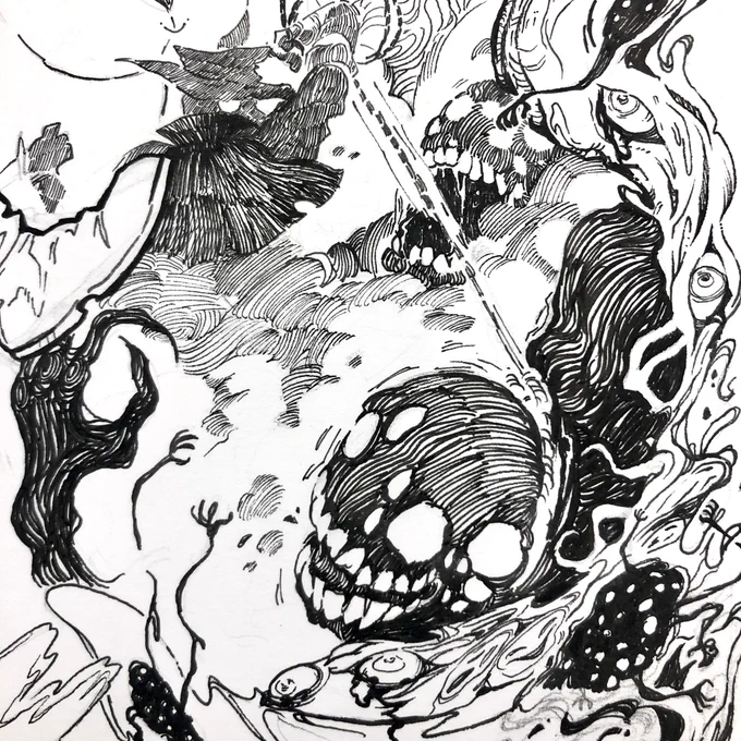 Oops its been a while- I've been busy with school work and getting back into traditional art so here's some close shots on a piece I've been working on :) #WIP 