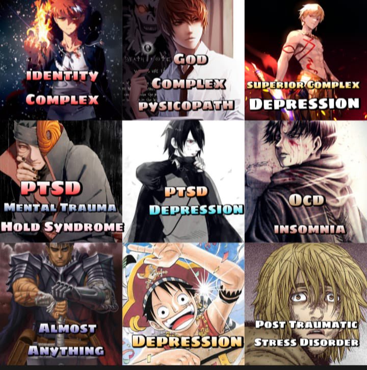 ObigoatO's tweet photo. Anime Characters That suffer From Mental illness.. https://t.co/oBKtW1SvhZ