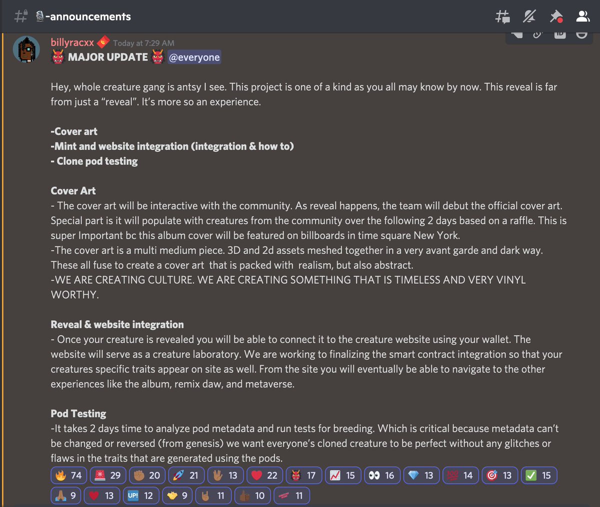 mentalist420's tweet photo. what @Billyracxx is doing with @creaturesxcl is groundbreaking on so many levels

the complexity is so deep that flippers are already dumping because there is no "PfP reveal" LMFAO 🤣🤣🤣🤣🤣 oh the ignorance...

2,222 OG Creatures SOLD OUT on @cronosapp 

this ride just began https://t.co/ogvi1Zn4L8