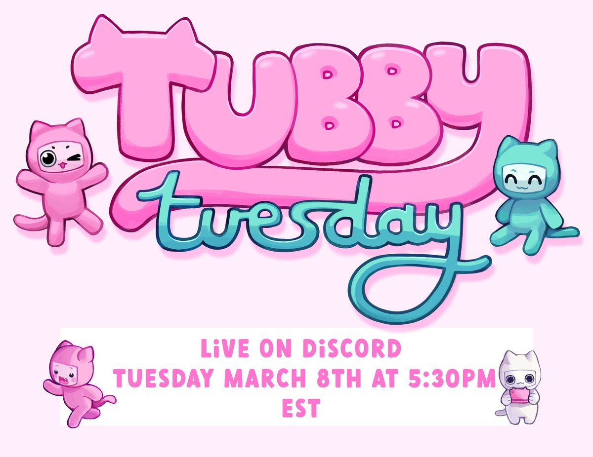 tubbycatsnft's tweet photo. we're having our first Tubby Tuesday event this upcoming Tuesday on March 8th at 5:30 PM EST in our discord server! 
tune in to learn a bit more about ~tubby lore~ and hear what the team is working on moving forward https://t.co/HpvytBibn3
