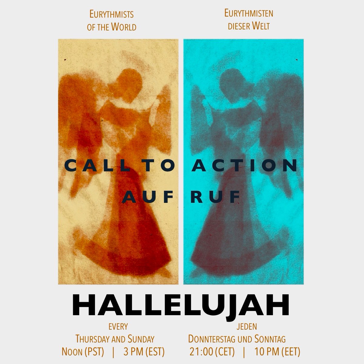 deeyall's tweet photo. HALLELUJAH every Thursday and Sunday! (German Text below) - Nothing can stop us from addressing the innermost humanity in people!
That is why we are now doing this regularly, all at the same time - worldwide. A big and loud Hallelujah for all people in need! #Eurythmy #Eurythmie https://t.co/qUMc6hxYVB