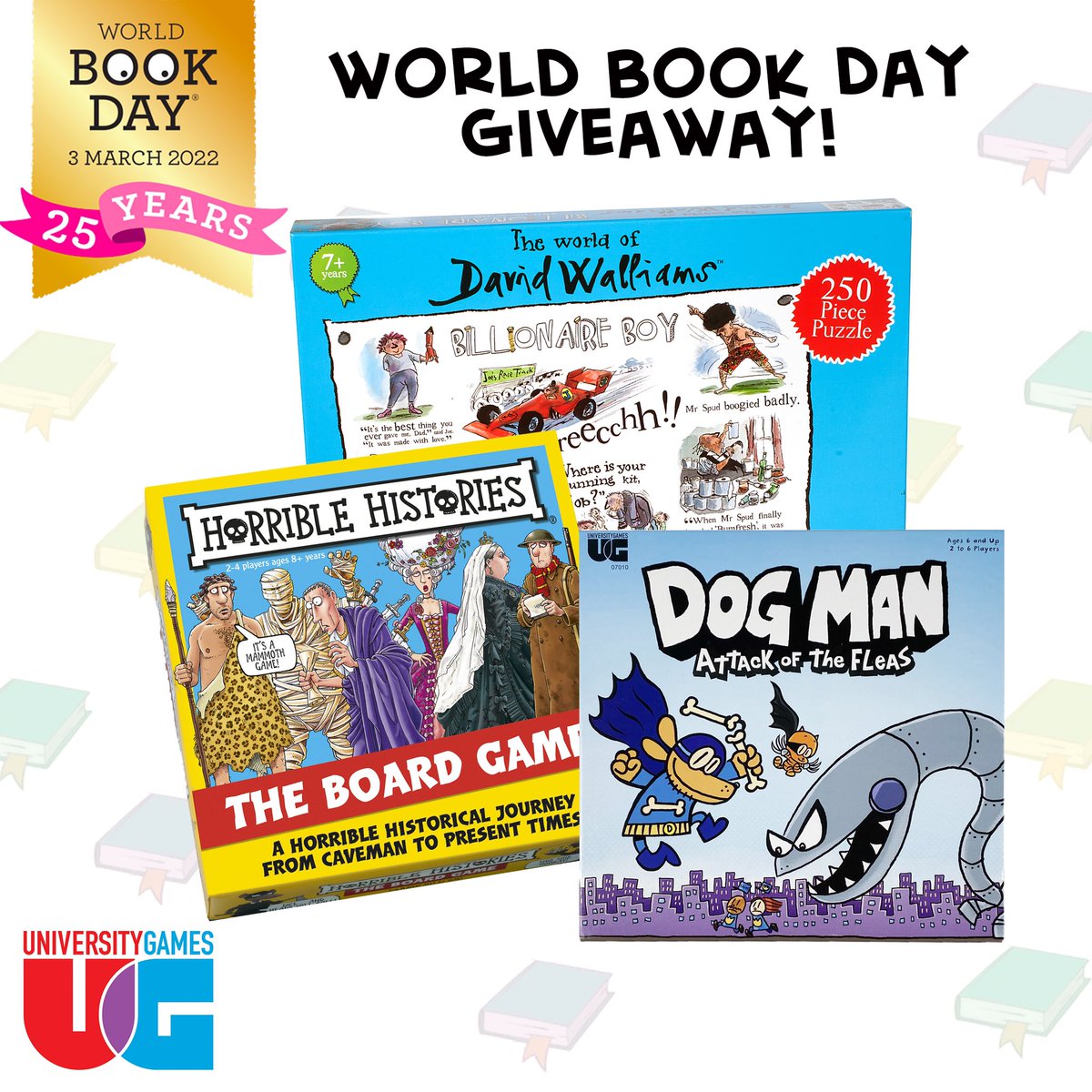 ugames_uk's tweet photo. World Book Day Bumper Games Giveaway📚 Let’s celebrate World Book Day with a bumper book-themed games and puzzles giveaway! To enter:
RT &amp; Follow
Comment: #WorldBookDayGiveaway 
Closes at 2pm on 07/03/22 UK only full T&amp;C’s on FB &amp; IG #Giveaway https://t.co/HSr6K6l97X