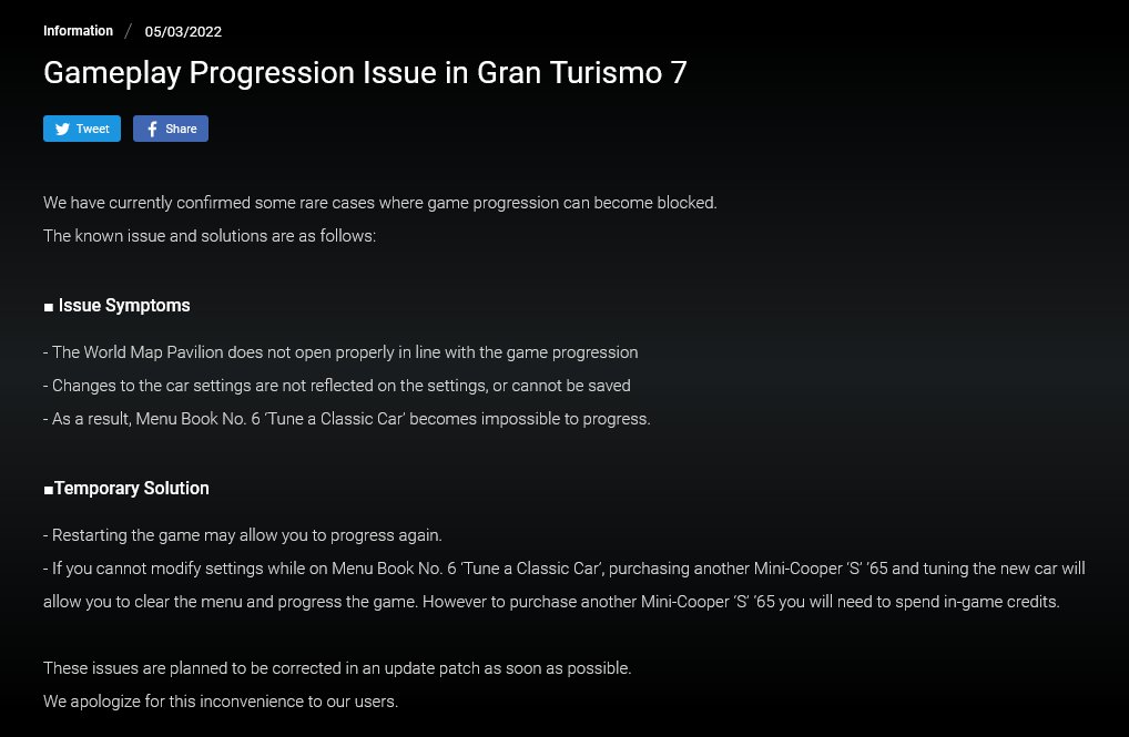 GT  SGP on X: Gameplay Progression Issue in Gran Turismo 7 #GT7