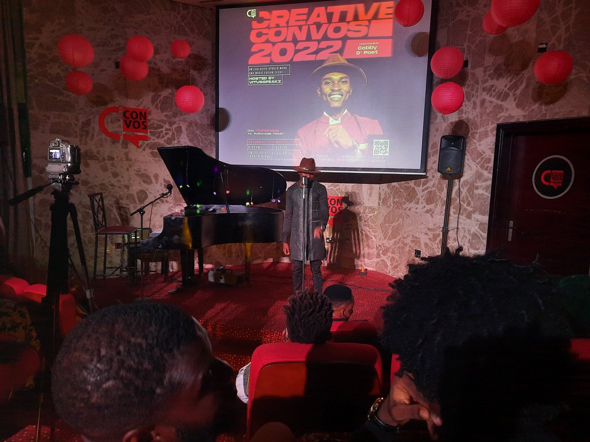 mcdespiteboat's tweet photo. COBBY D'Poet mont the stage with a song by @sarkodie titled "Hope"
#Creativeconvos https://t.co/PrWEkGYtjd