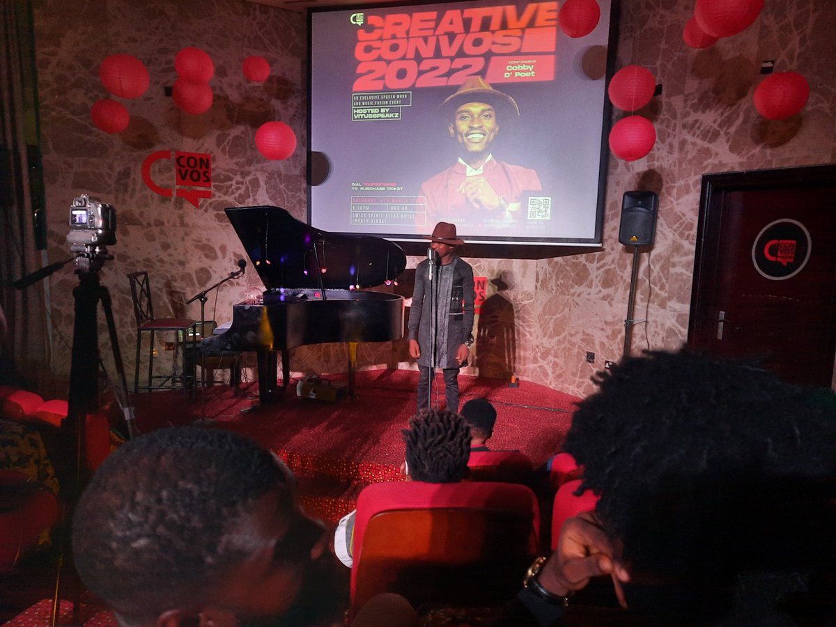 mcdespiteboat's tweet photo. COBBY D'Poet mont the stage with a song by @sarkodie titled "Hope"
#Creativeconvos https://t.co/PrWEkGYtjd